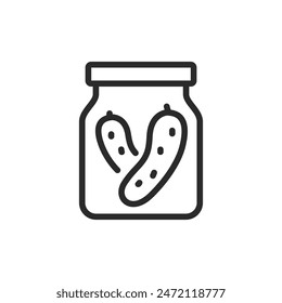 Pickle jar, linear style icon. stored pickles in a jar. Editable stroke width.