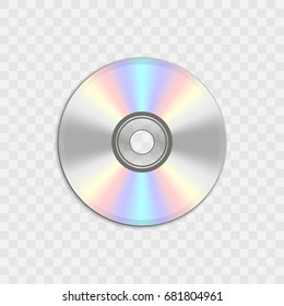 Realistic compact CD or DVD disc vector illustration isolated on chequered background.