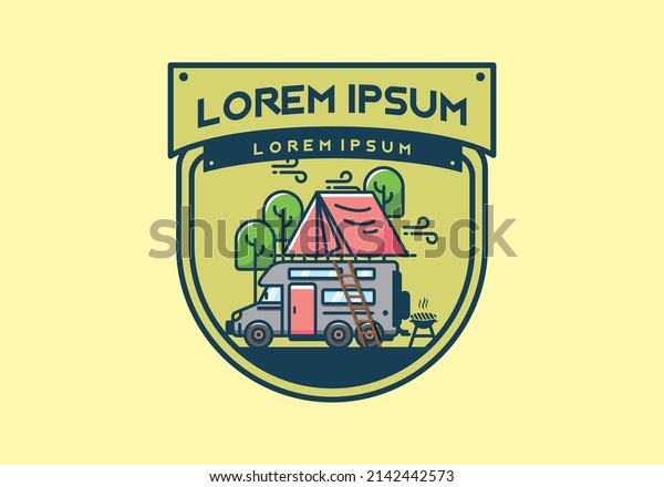 Rooftop car camping\
flat illustration\
design