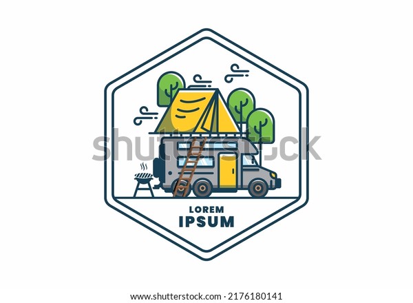 Rooftop car camping\
flat illustration\
design