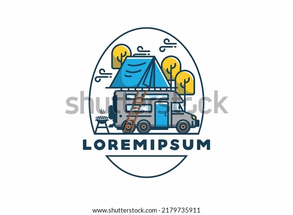 Rooftop car camping\
flat illustration\
design