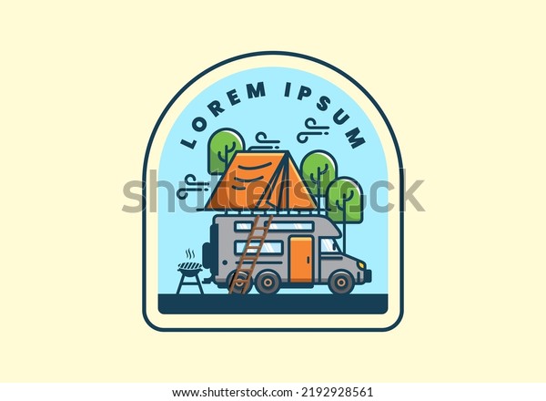 Rooftop car camping\
flat illustration\
design