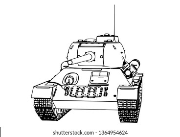 Russian Tank Sketch Vector Stock Vector (Royalty Free) 1364954624 ...