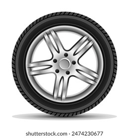 Schematic image of a car wheel on a white background. Vector illustration