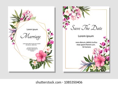 Set Card Exotic Leaves Tropical Wedding Stock Vector (Royalty Free)  1085350406 | Shutterstock