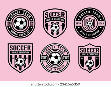 Soccer Logo or football club sign badge template bundle. Football logo with shield background vector design collection