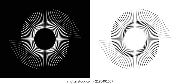 Spiral with gray colors lines as dynamic abstract vector background or logo or icon. Yin and Yang symbol.