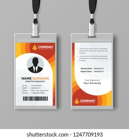 Stylish Id Card Template Orange Details Stock Vector (Royalty Free ...