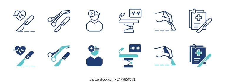 surgery operation icon vector set health disease treatment surgery knife tools hospital emergency surgeon signs illustration