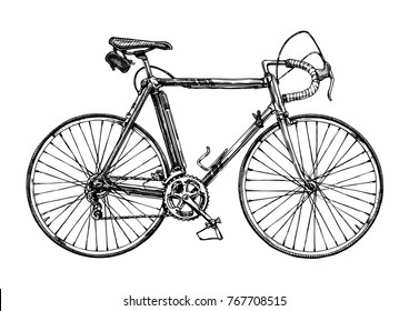 Vector Hand Drawn Illustration Racing Bicycle Stock Vector (Royalty ...