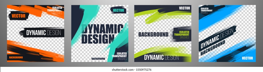 vector illustration. Stylish graphics templates for posts. dynamic abstractions for typography or photo. modern art paint and brush stains, fitness subjects gym. design frame for posts on social media