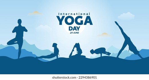 Vector June 21st celebrations of world yoga day banner design