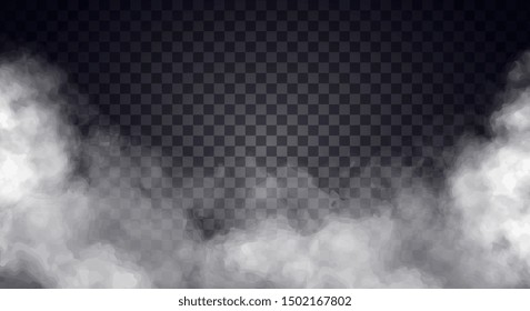 White fog or smoke on dark copy space background. Vector illustration