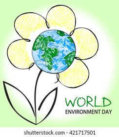 World Environment Day Earth Globe Hatching Stock Vector (Royalty Free ...