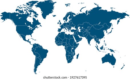 World map color vector modern. Silhouette map.