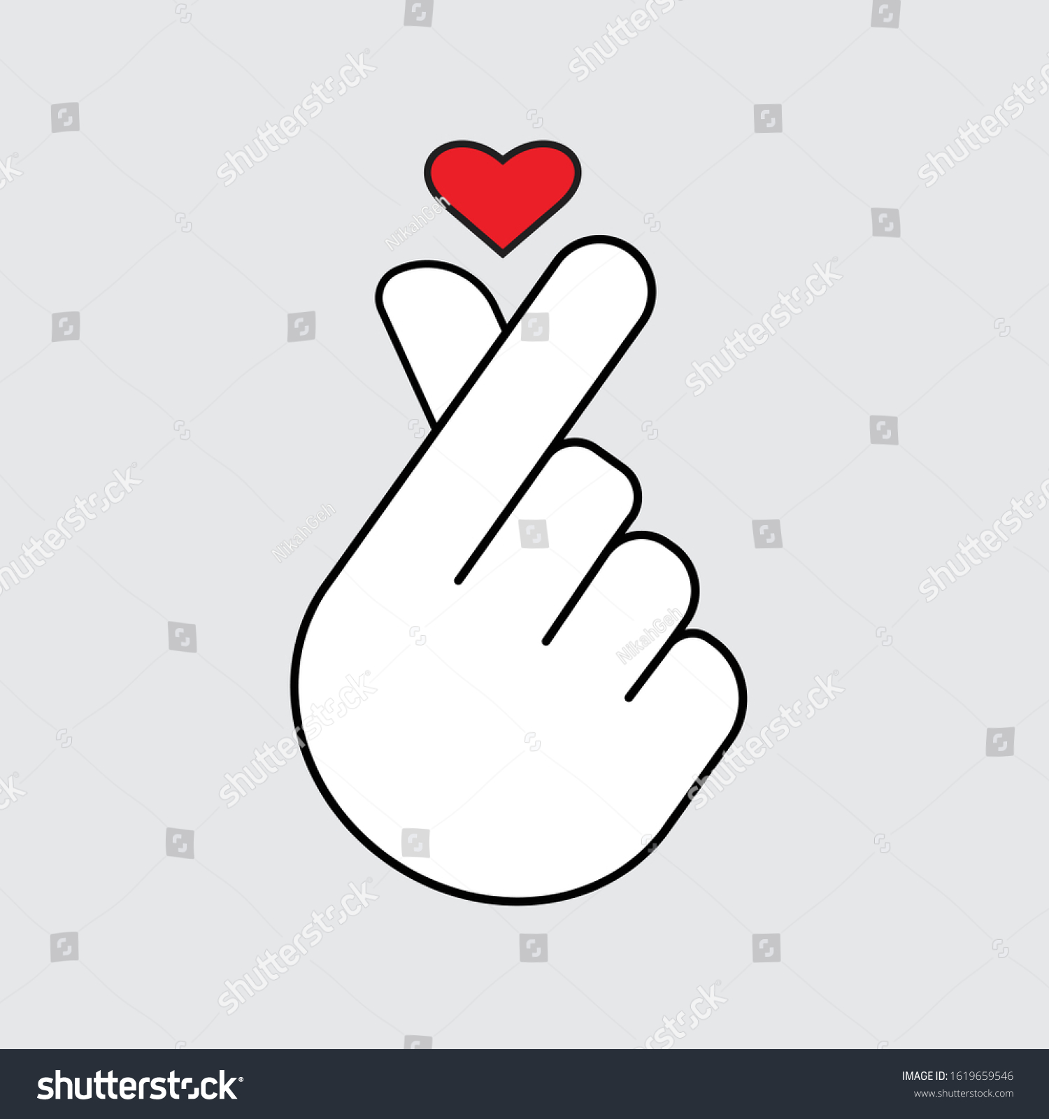 Korean Love Symbol Sign Hand Stock Vector (Royalty Free) 1619659546 ...