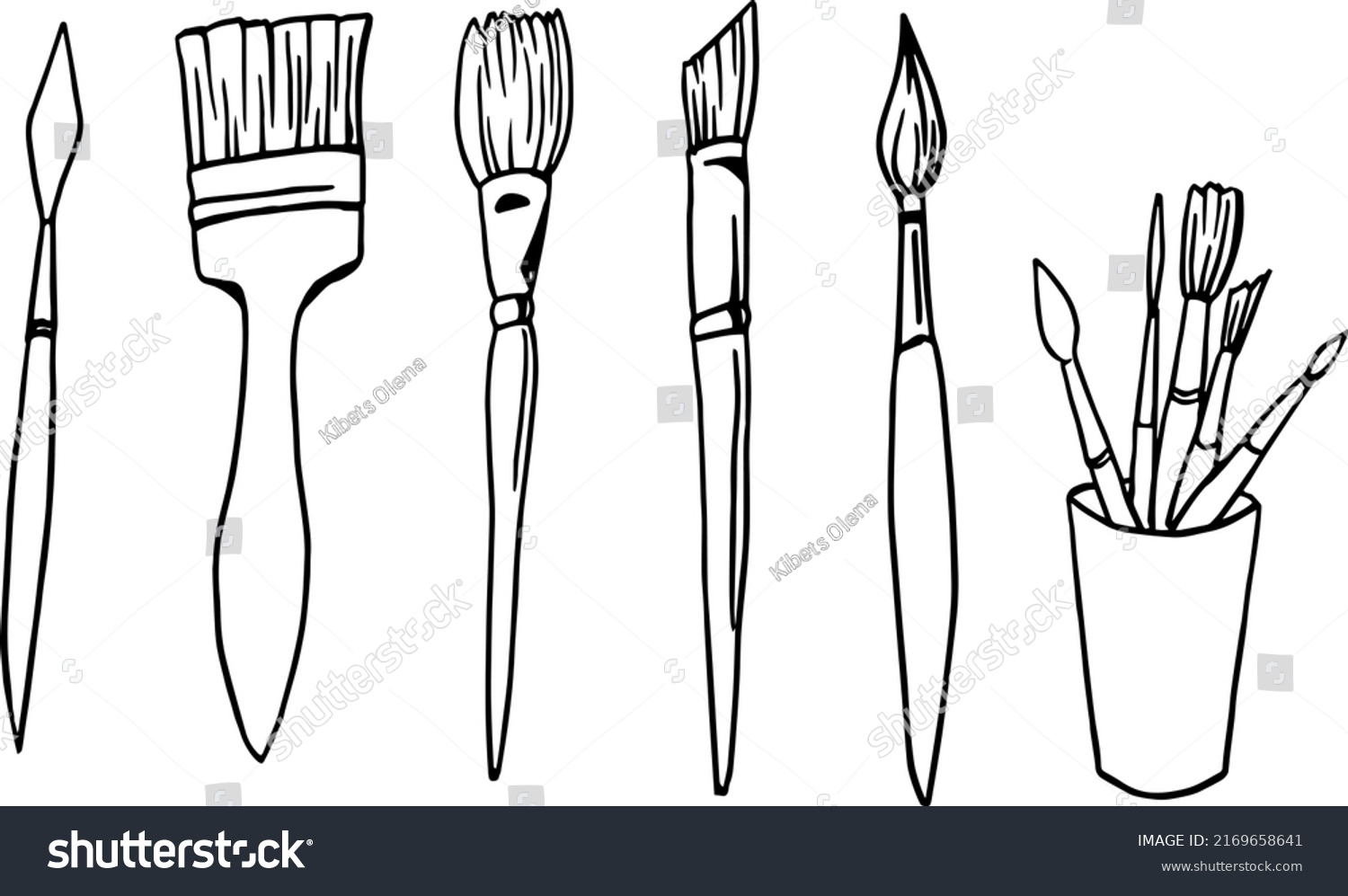 Drawn Set Brushes Vector Everything Drawing Stock Vector (Royalty Free ...