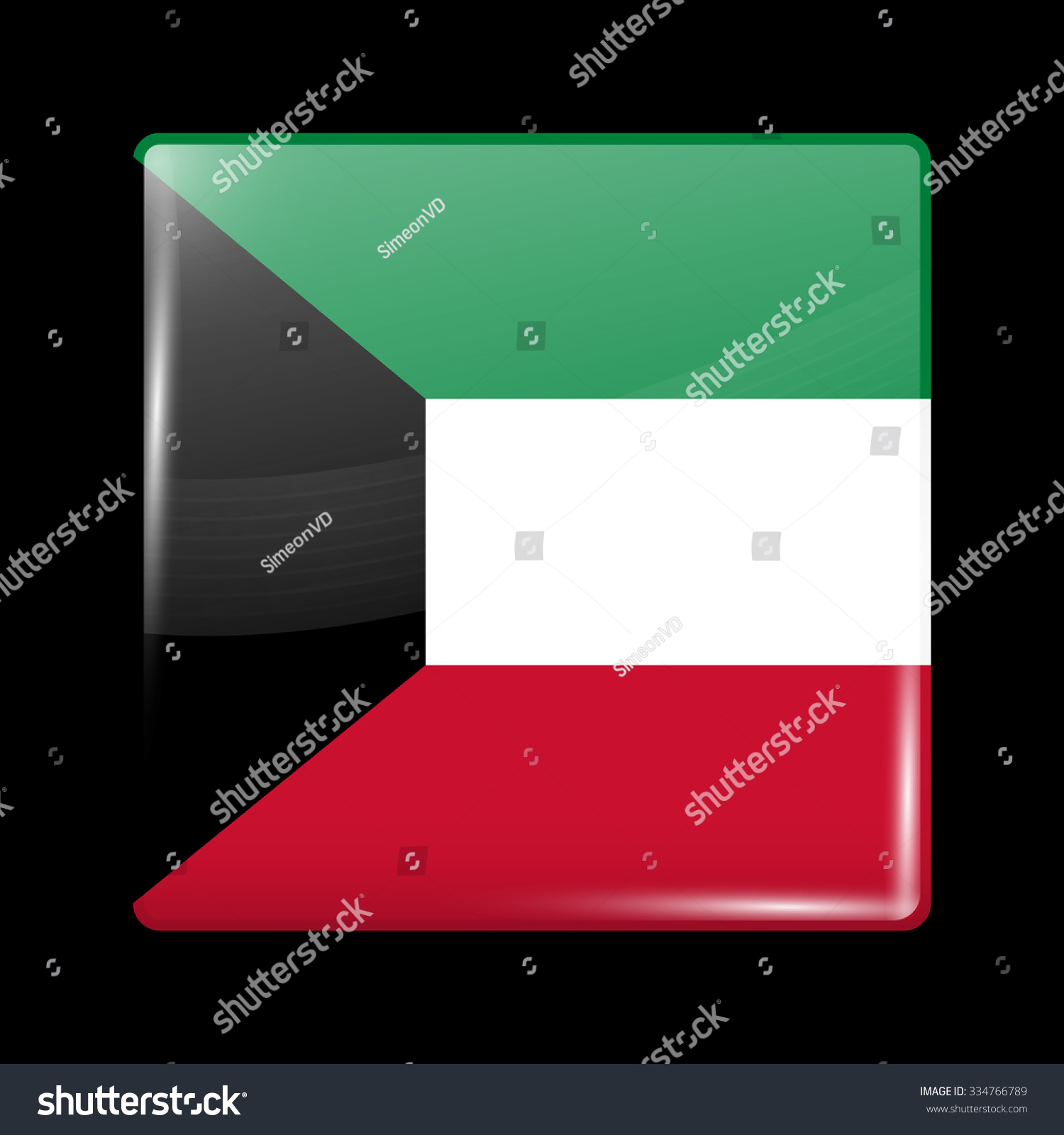 Flag Kuwait Glassy Icon Square Shape Stock Vector (Royalty Free ...