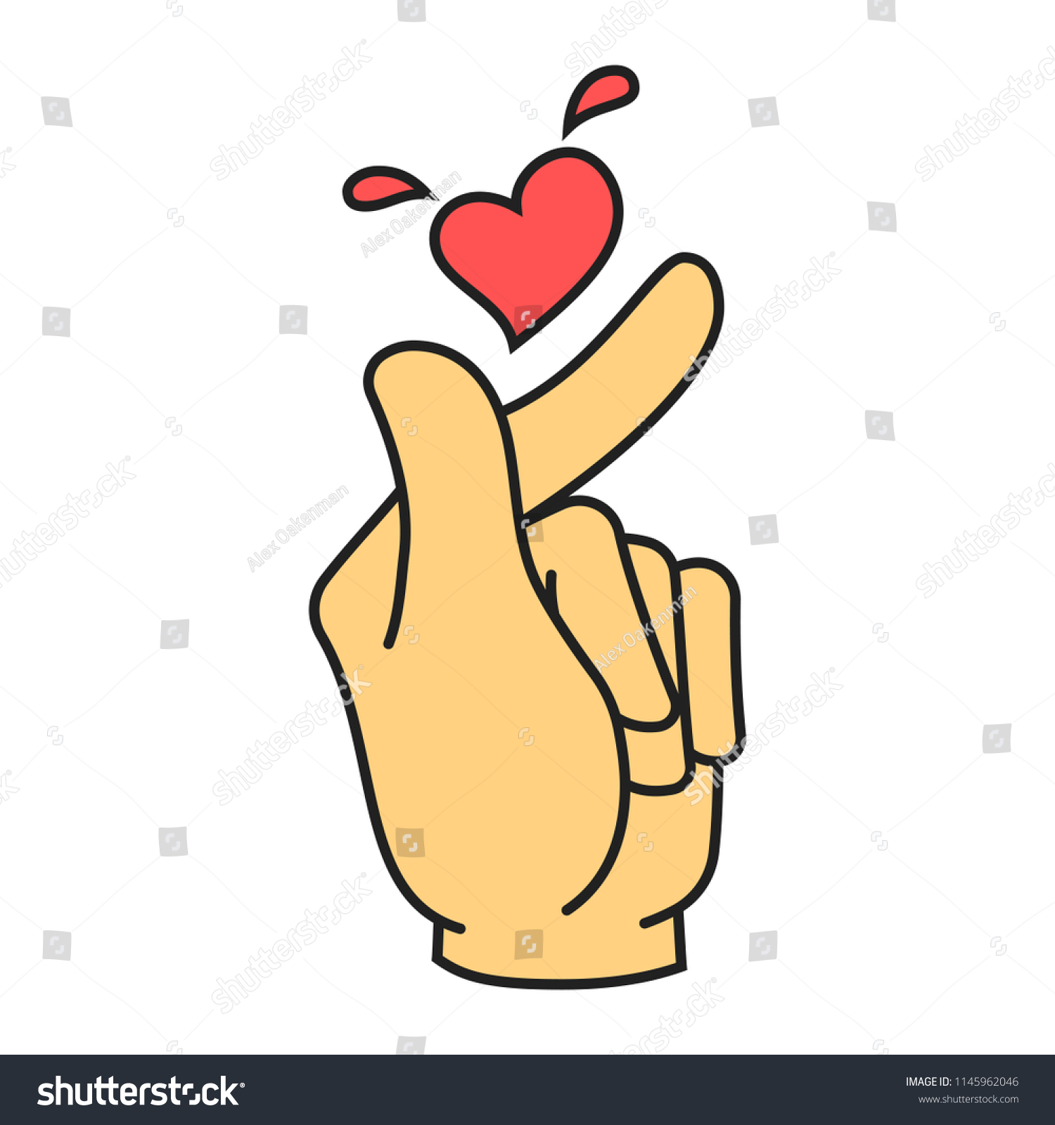 Vector korean heart hand gesture symbol - Royalty Free Stock Vector ...