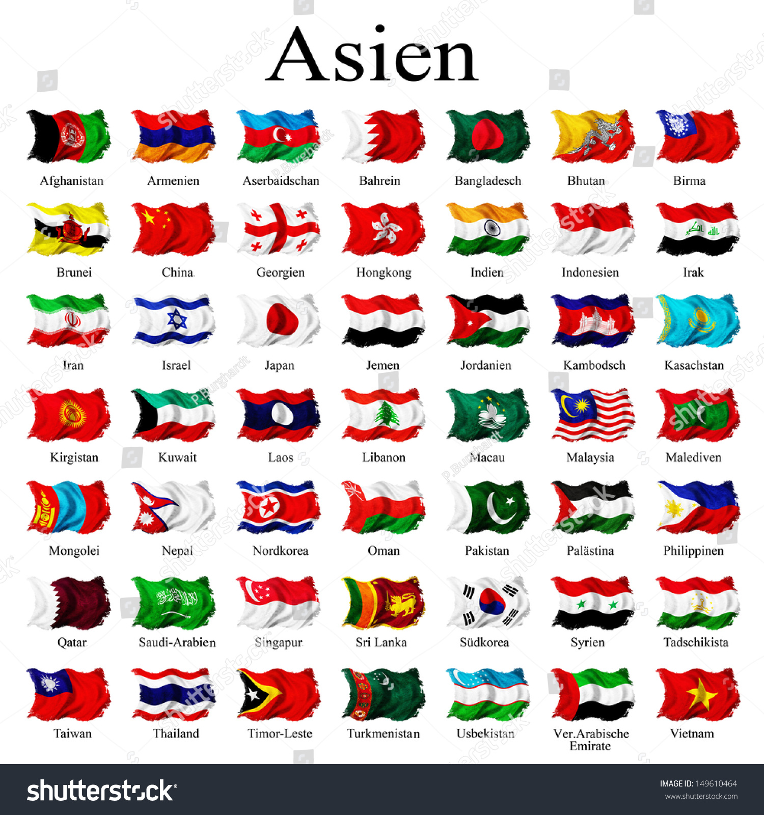 Asian flags - Royalty Free Stock Photo 149610464 - Avopix.com