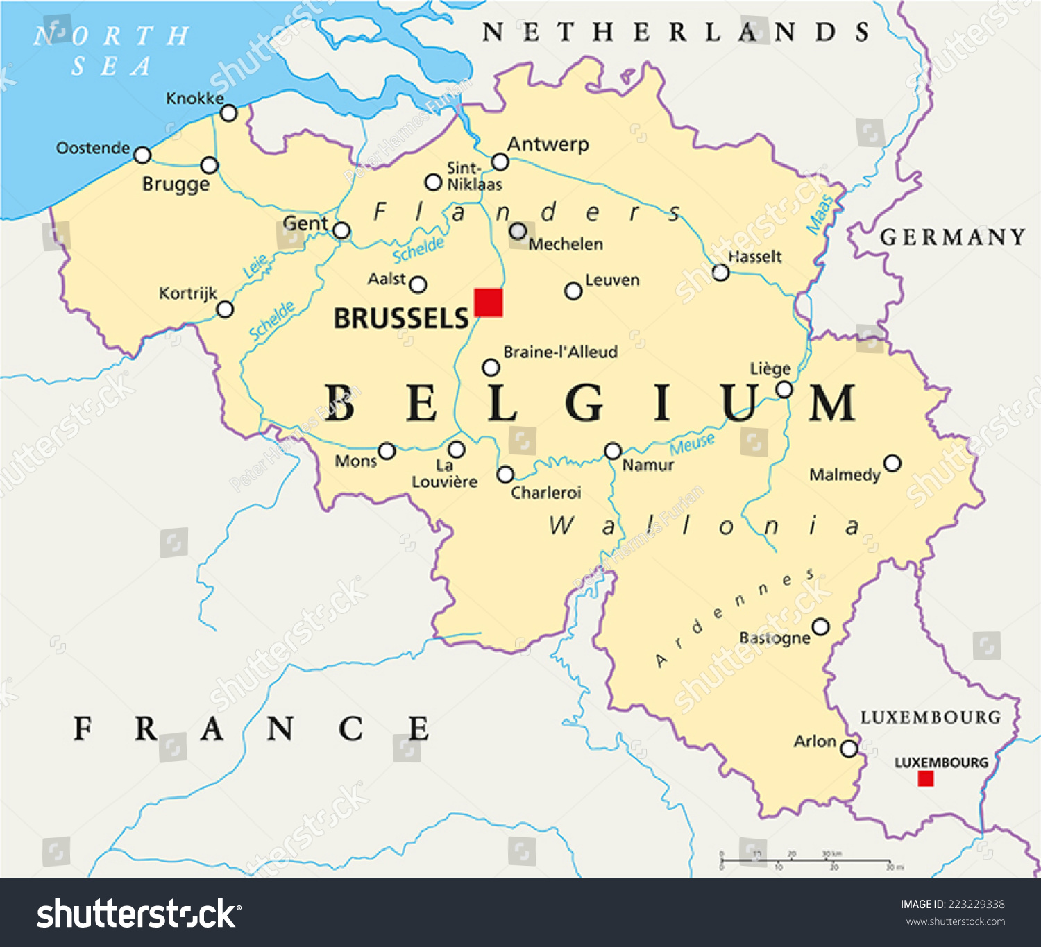 Belgium Political Map Capital Brussels National Stock Vector (Royalty ...