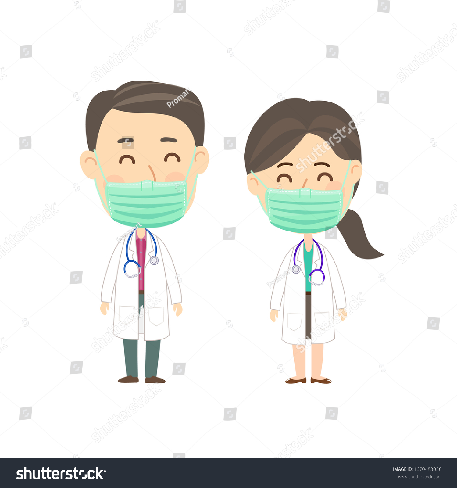 Cartoon Doctor Wear Face Mask Vector Stock Vector (Royalty Free) 1670483038