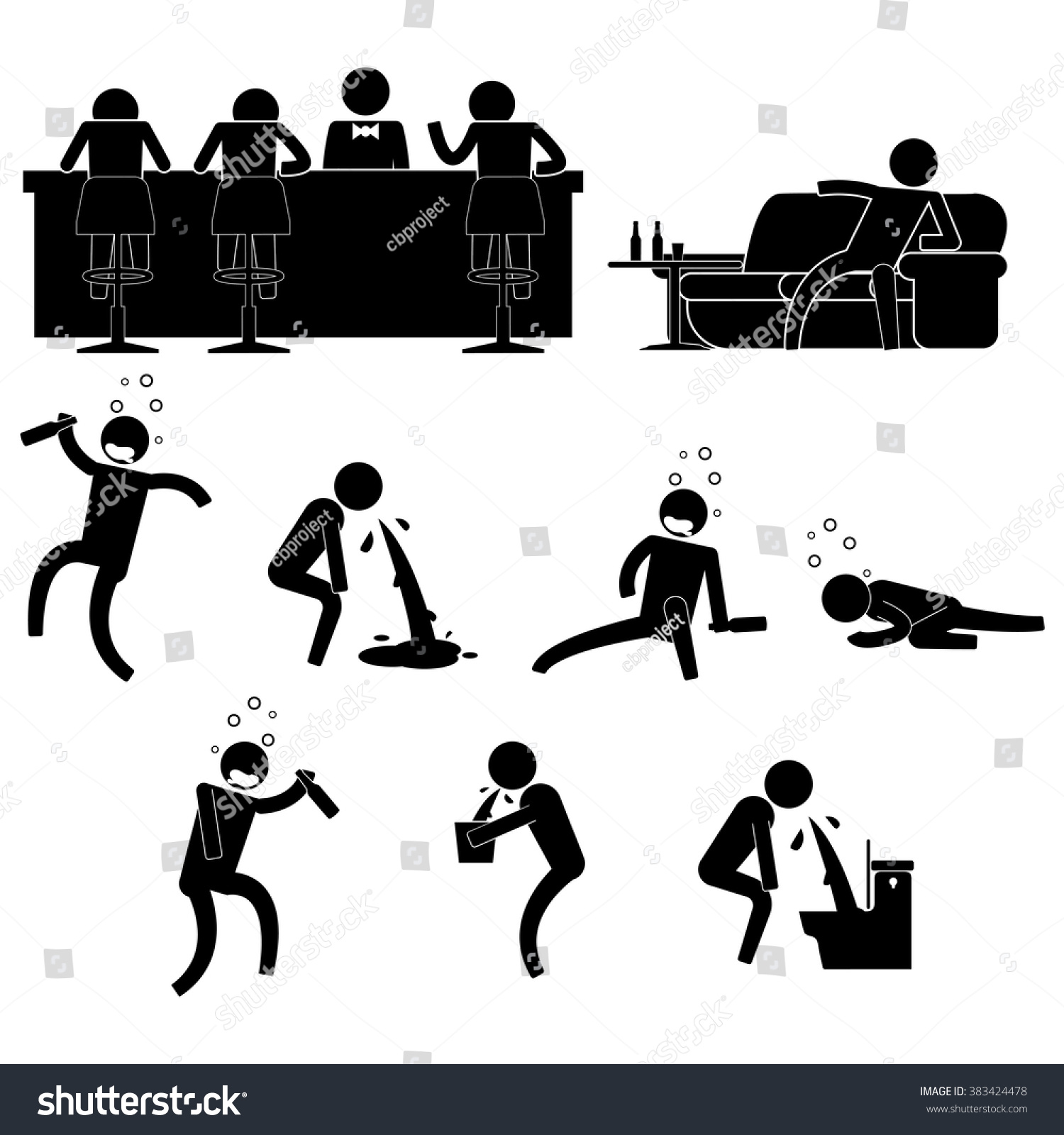 People Drink Much Bar Wasted Icon Stock Vector 383424478 - Shutterstock