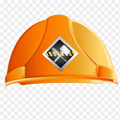 Yellow hard hat construction helmet isolated on transparent background PNG