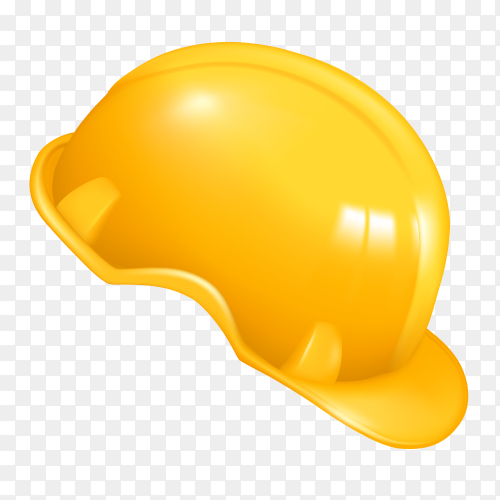 Yellow hard plastic construction helmet on transparent background PNG