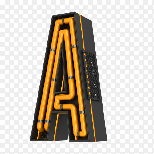 Letter A made of neon light isolated on transparent background PNG