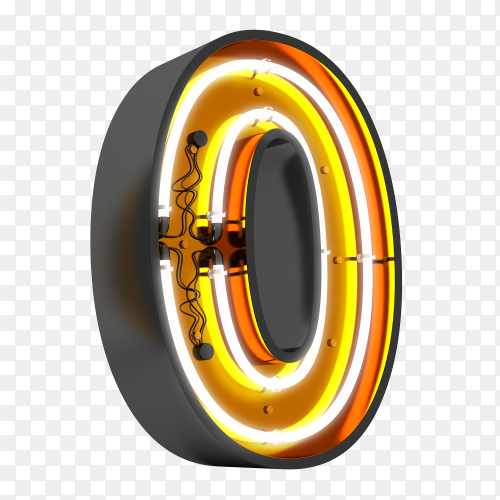 Letter O made of neon light on transparent background PNG