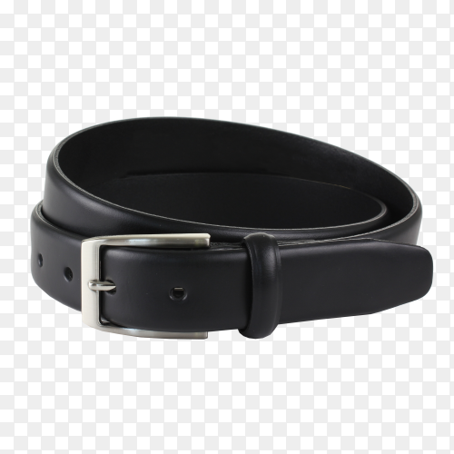 Black leather belt for men on transparent background PNG