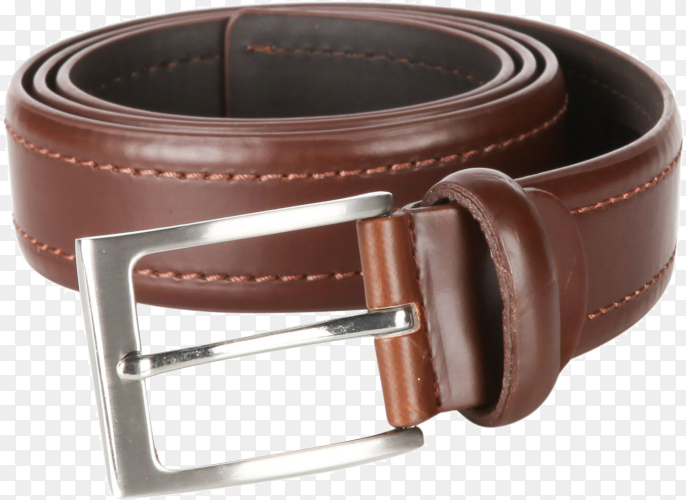 Brown leather belt isolated on transparent background PNG