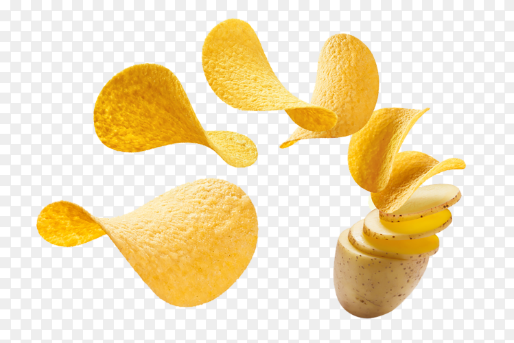 Delicious homemade chips and potato on transparent background PNG