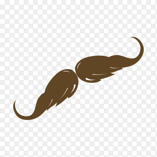 Hand drawn brown mustache icon on transparent background PNG