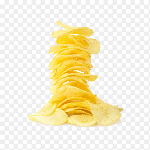 Stack fried snack prepared chips on transparent background PNG