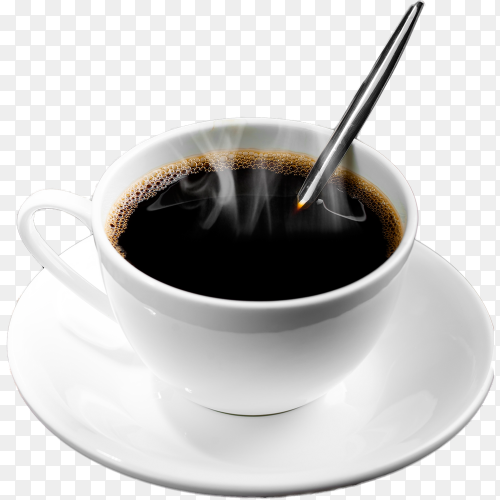 Steaming coffee cup on transparent background PNG