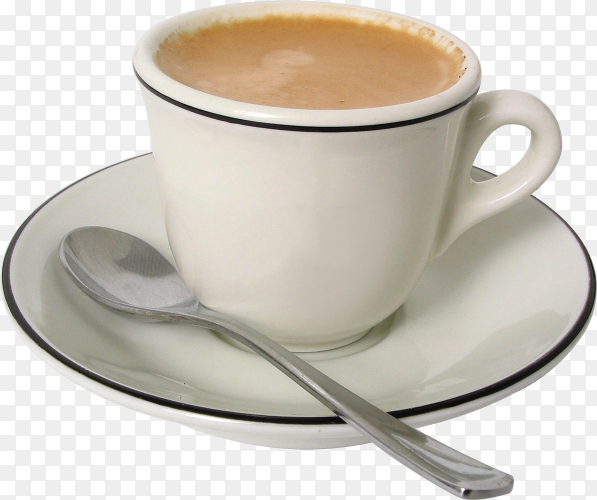 White cup of coffee isolated on transparent background PNG