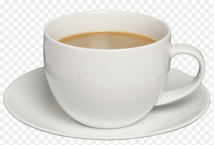 White cup of coffee on transparent background PNG