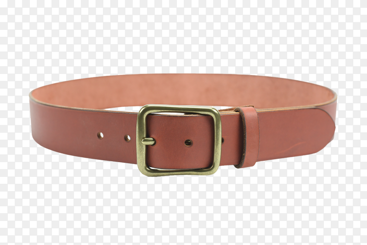 brown leather belt for man isolated on transparent background PNG