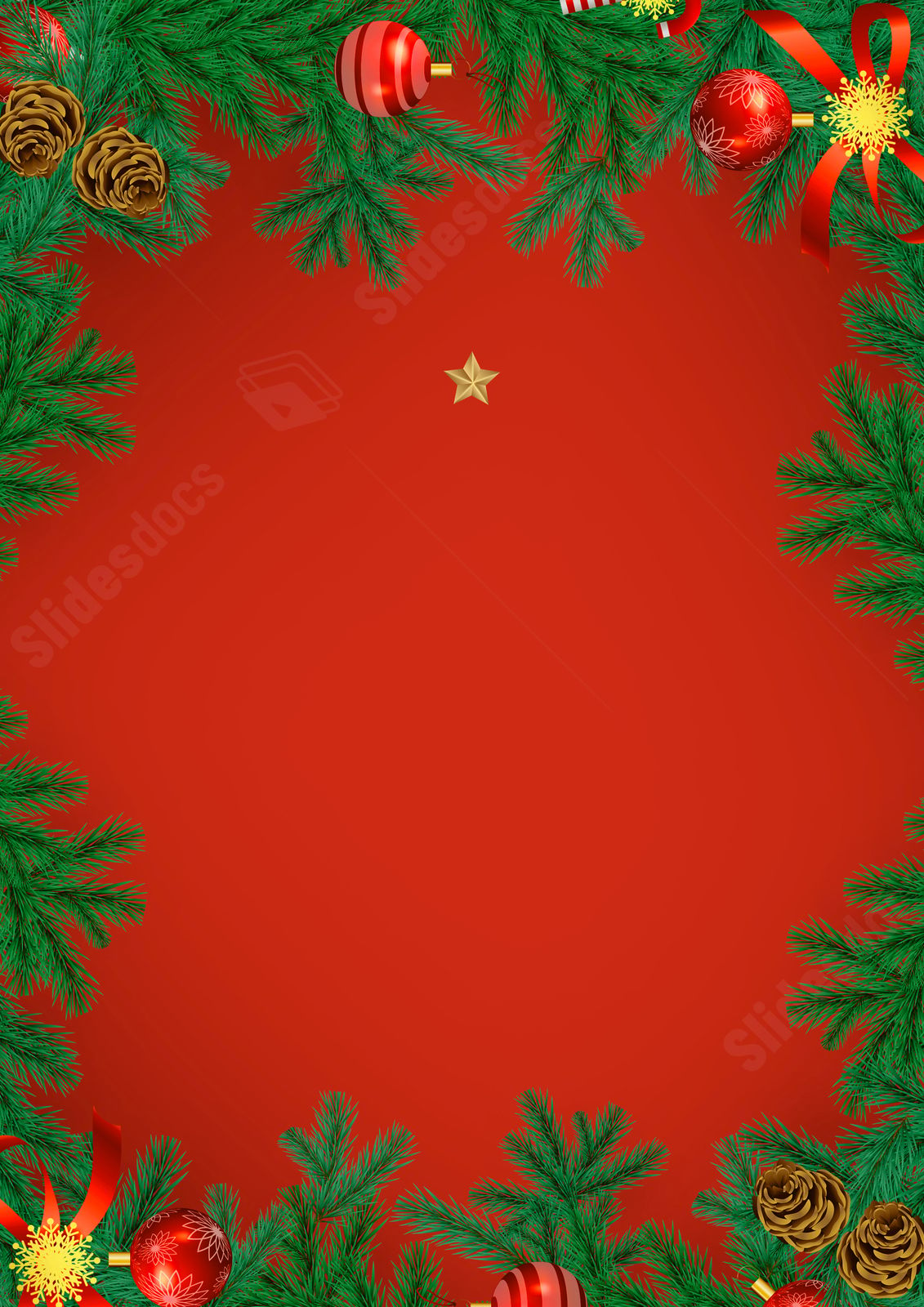 Christmas In Red Page Border Background Word Template And Google Docs ...