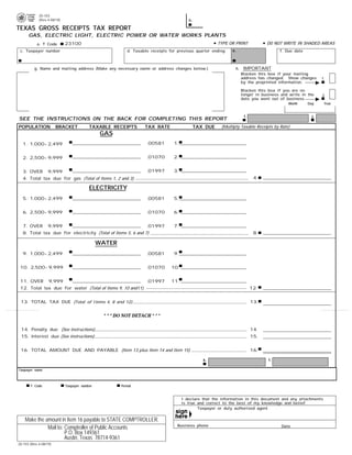 Miscellaneous Texas Tax Forms-20-103 Texas Gross Receipts Tax Report ...