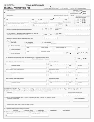 Miscellaneous Texas Tax Forms-AP-159 Texas Questionnaire for Coastal ...