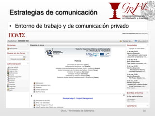 Estrategias de comunicación
•  Entorno de trabajo y de comunicación privado
GRIAL – Universidad de Salamanca 68
 