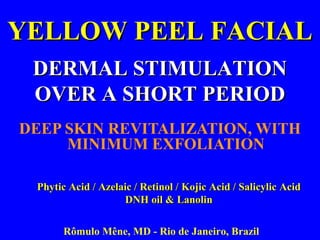 RETINOL
Ventajas
•
•

•

Aumenta diferenciación celular
Hiperproliferación de queratinocitos con núcleos
más grandes y más ribosomas, etc.
Disminución del espesor del estrato córneo
– Pigmentación más homogénea
– Más brillo
– Más flexibilidad

•
•
•
•
•
•
•

Estrato córneo más compacto
Aumenta homeostasis
Disminuye la melanina en la capa basal
Reduce el tamaño de melanosoma
Aumenta la síntesis y calidad del colágeno
Limpia los poros
Estimula la producción de ácido hialurónico
– Aumenta la hidratación

•
•

Antioxidante
No foto tóxica
Baumann, Leslie Cosmetic Dermatology: Priciple and Practice, 2002. pages 174 & 171

 