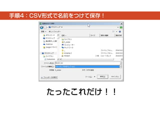 手順4：CSV形式で名前をつけて保存！ 
たったこれだけ！！ 
 