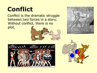 Conflict Conflict is the dramatic struggle between two forces in a story.  Without conflict, there is no plot. 