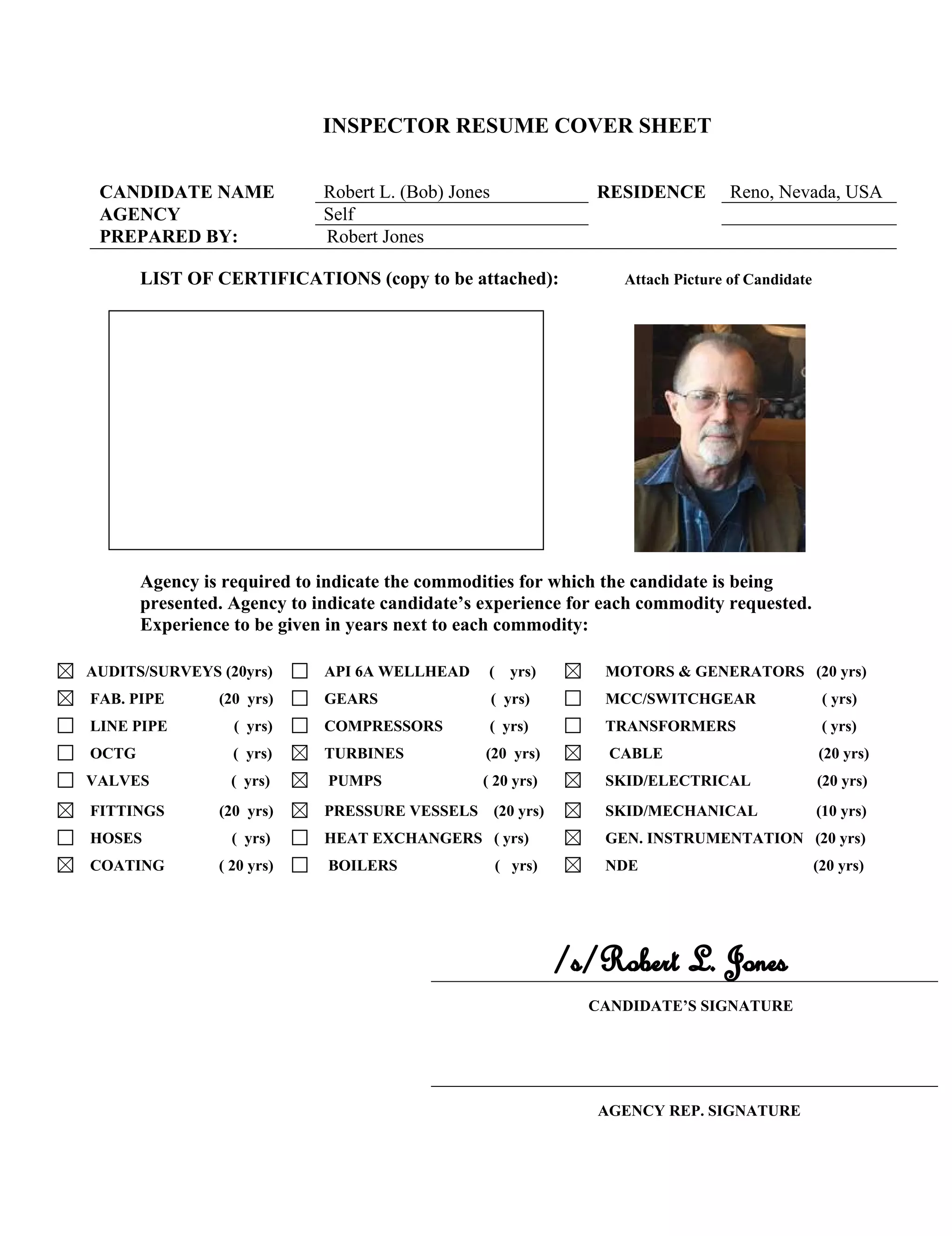 Inspection Resume, Robert Jones, 15 May 15 | PDF