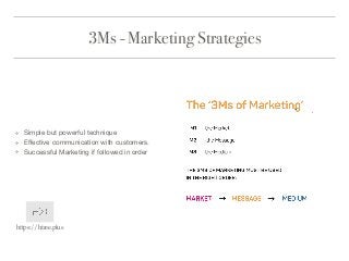 3Ms - Marketing Strategies
❖ Simple but powerful technique

❖ Eﬀective communication with customers.

❖ Successful Marketing if followed in order
https://htree.plus
 