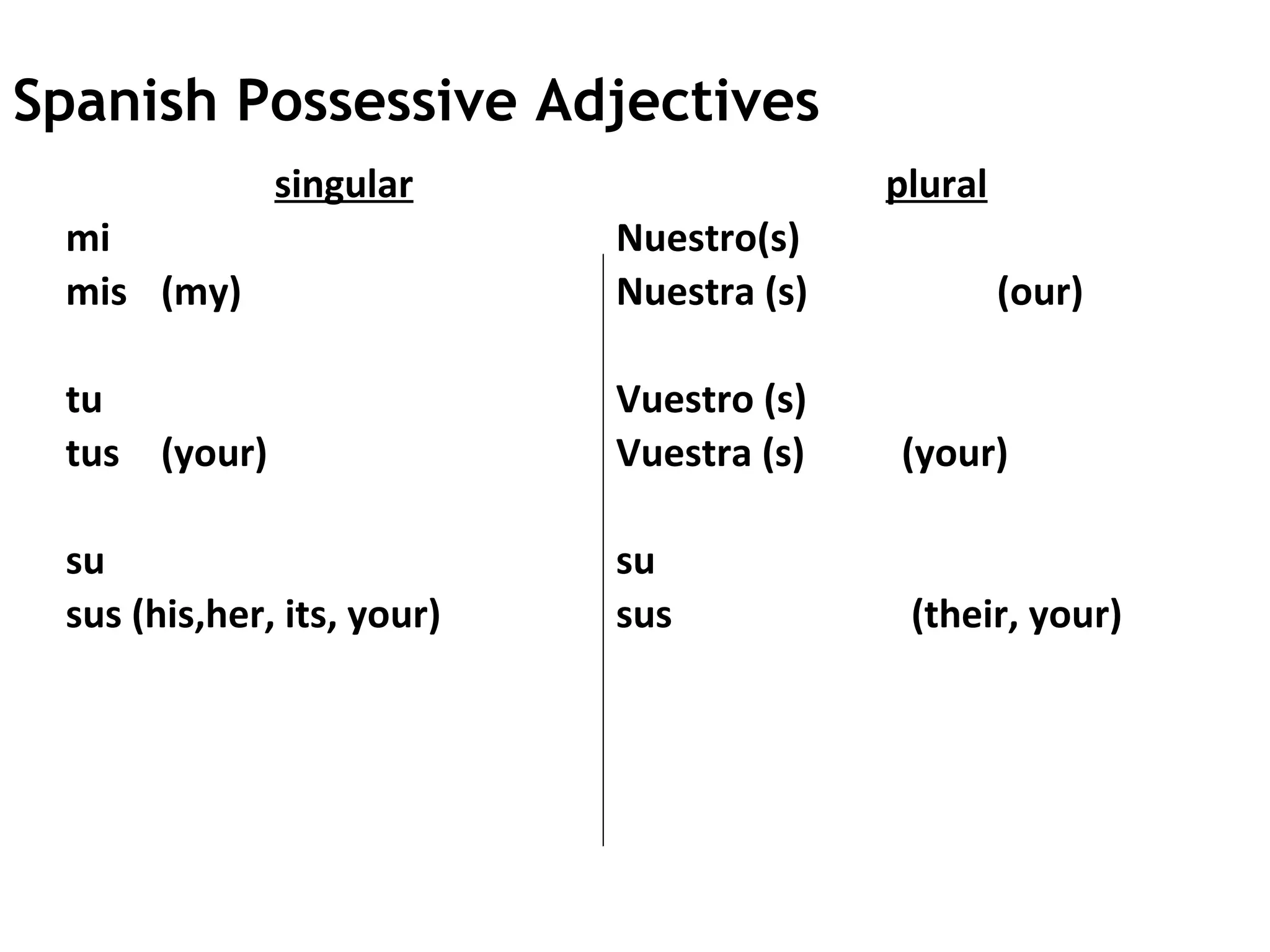 Spanish possesive adjectives | PPT